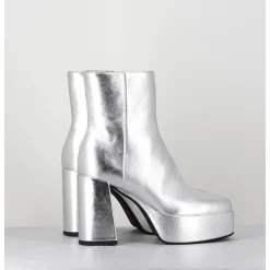 Disco Boots A Plateforme Cuir Argent - Care Argento