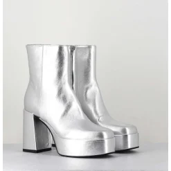 Disco Boots A Plateforme Cuir Argent - Care Argento