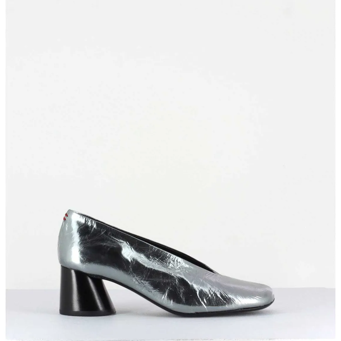 Escarpin En Cuir Froisse Metallise Argent - Odile01 Metal