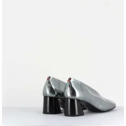 Escarpin En Cuir Froisse Metallise Argent - Odile01 Metal