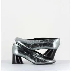 Escarpin En Cuir Froisse Metallise Argent - Odile01 Metal