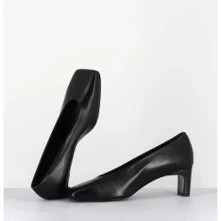 Escarpins Petit Talon Bout Carre En Cuir Noir - Santi Black Cowhide