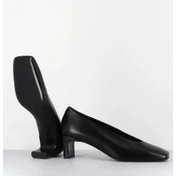 Escarpins Petit Talon Bout Carre En Cuir Noir - Santi Black Cowhide