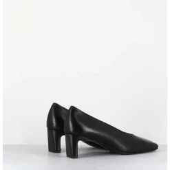 Escarpins Petit Talon Bout Carre En Cuir Noir - Santi Black Cowhide