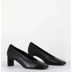 Escarpins Petit Talon Bout Carre En Cuir Noir - Santi Black Cowhide