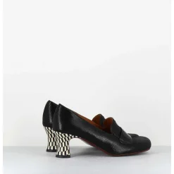 Escarpins Retro Cuir Noir Imprime & Coeur Rouge - Mymara Jeep Negro