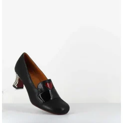 Escarpins Retro Cuir Noir Imprime & Coeur Rouge - Mymara Jeep Negro