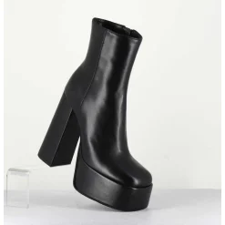 High Platform Black Leather Boots - Sablan Nero