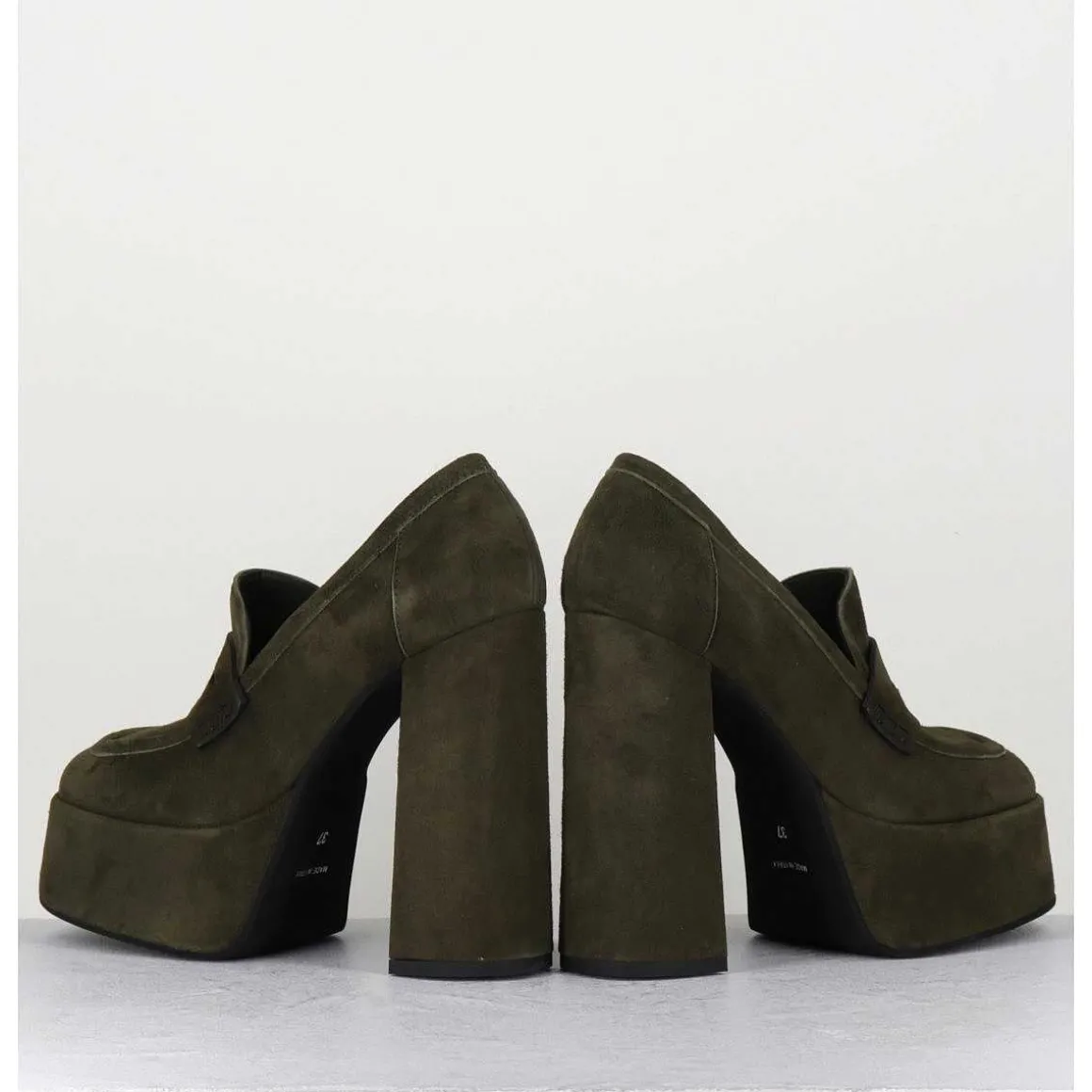 Khaki Suede Platform Loafers - Barsi Kaki