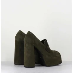 Khaki Suede Platform Loafers - Barsi Kaki