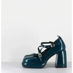 Mary-Jane A Plateforme En Cuir Vernis Bleu - Abra Vernice Blu