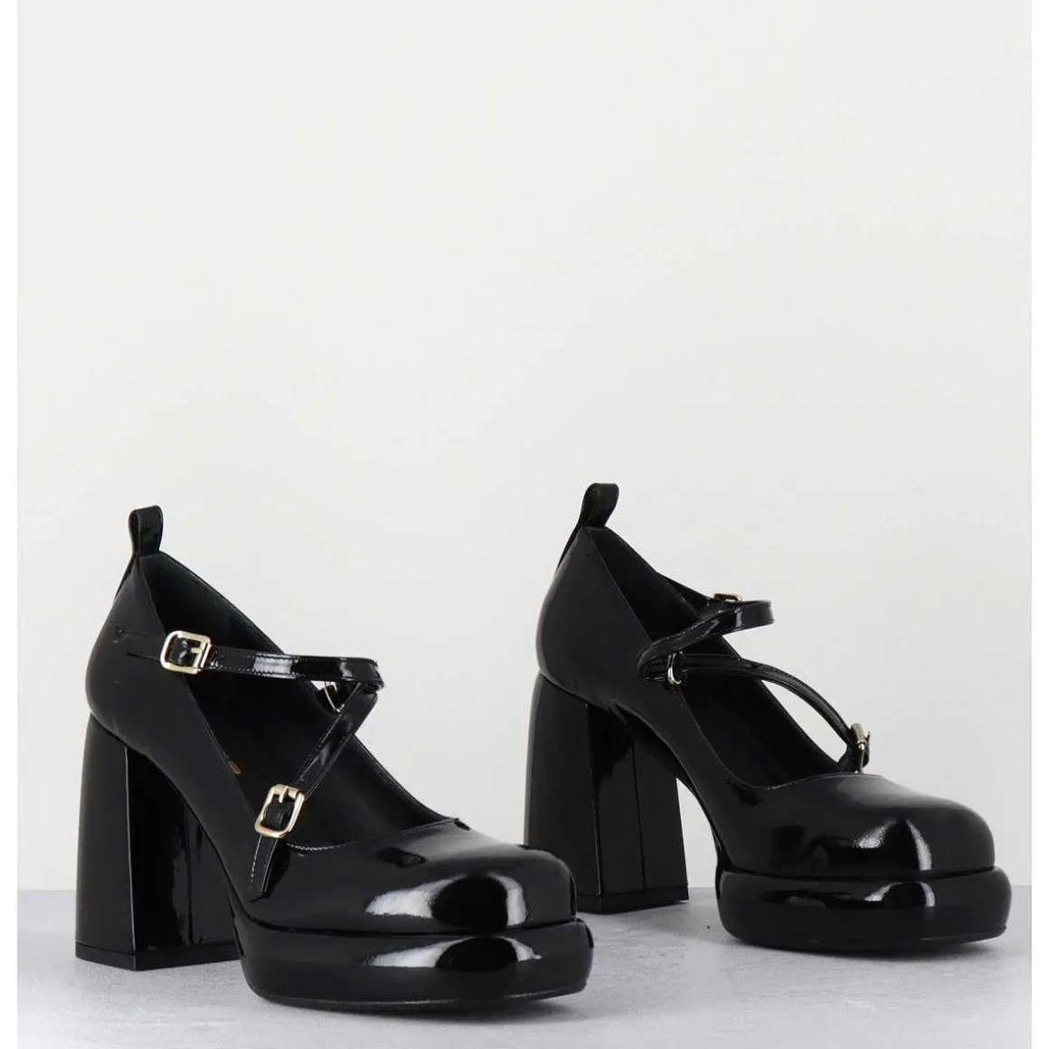 Mary-Jane A Plateforme En Cuir Vernis Noir - Abra Vernice Nero