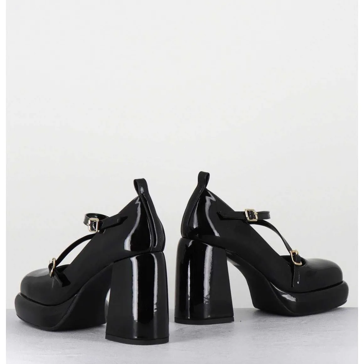 Mary-Jane A Plateforme En Cuir Vernis Noir - Abra Vernice Nero