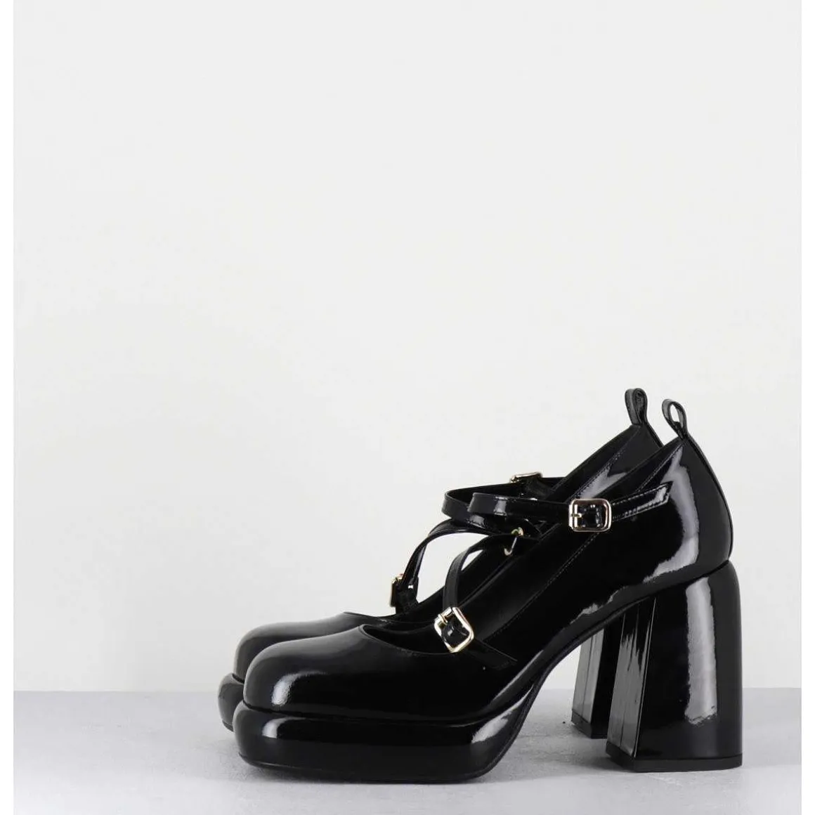 Mary-Jane A Plateforme En Cuir Vernis Noir - Abra Vernice Nero