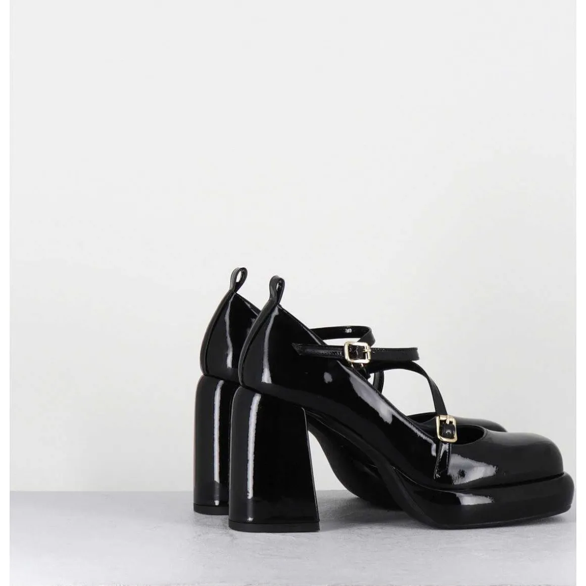 Mary-Jane A Plateforme En Cuir Vernis Noir - Abra Vernice Nero