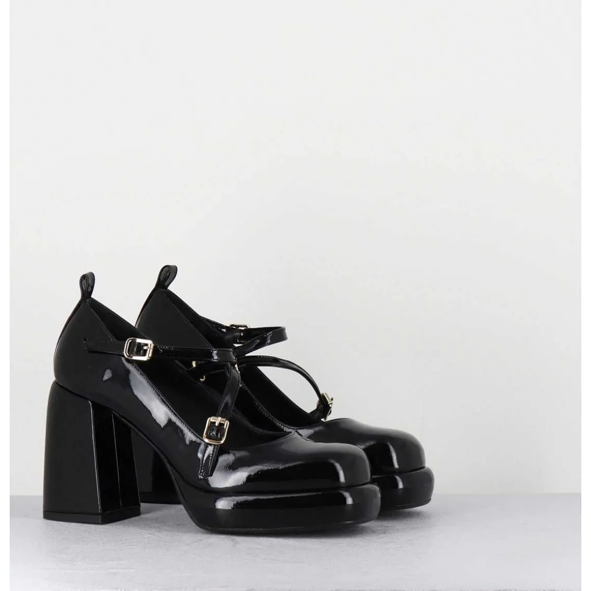 Mary-Jane A Plateforme En Cuir Vernis Noir - Abra Vernice Nero