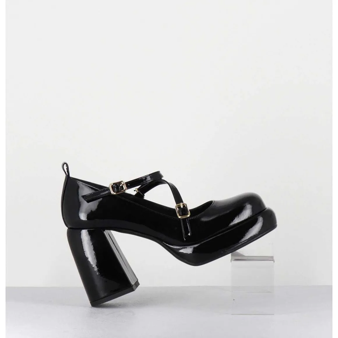 Mary-Jane A Plateforme En Cuir Vernis Noir - Abra Vernice Nero