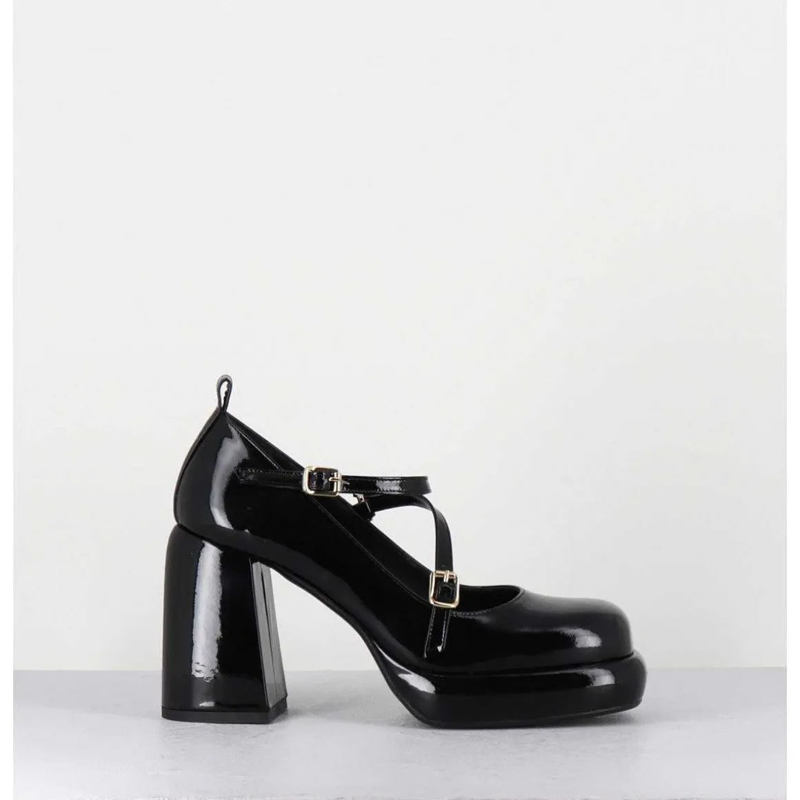 Mary-Jane A Plateforme En Cuir Vernis Noir - Abra Vernice Nero
