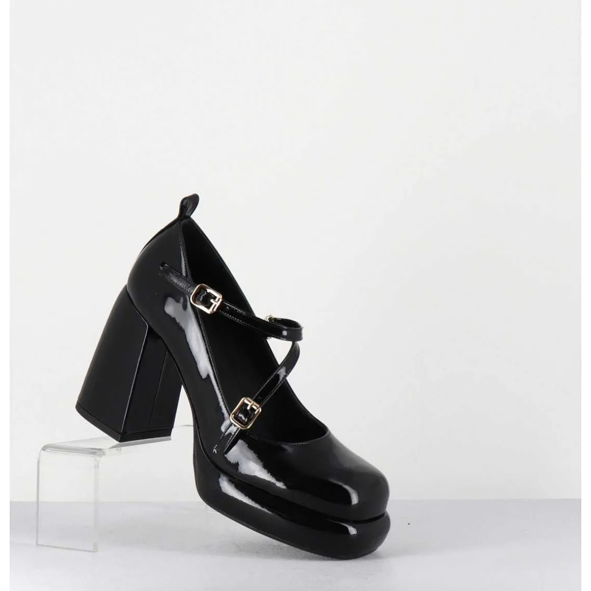 Mary-Jane A Plateforme En Cuir Vernis Noir - Abra Vernice Nero