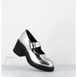 Mary-Jane A Talon En Cuir Glace Miroir Argent - Al111 Superlux Argento