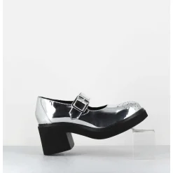 Mary-Jane A Talon En Cuir Glace Miroir Argent - Al111 Superlux Argento