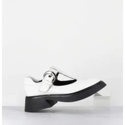 Mary-Jane 90S En Cuir Blanc Semelle Legere - Dike Savana Bianco