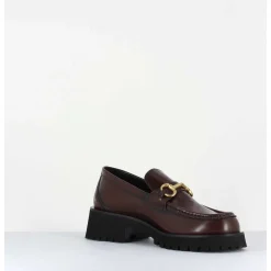 Mocassin En Cuir Marron A Mors Dore & Semelle Micro - 21Jmc30 Moro