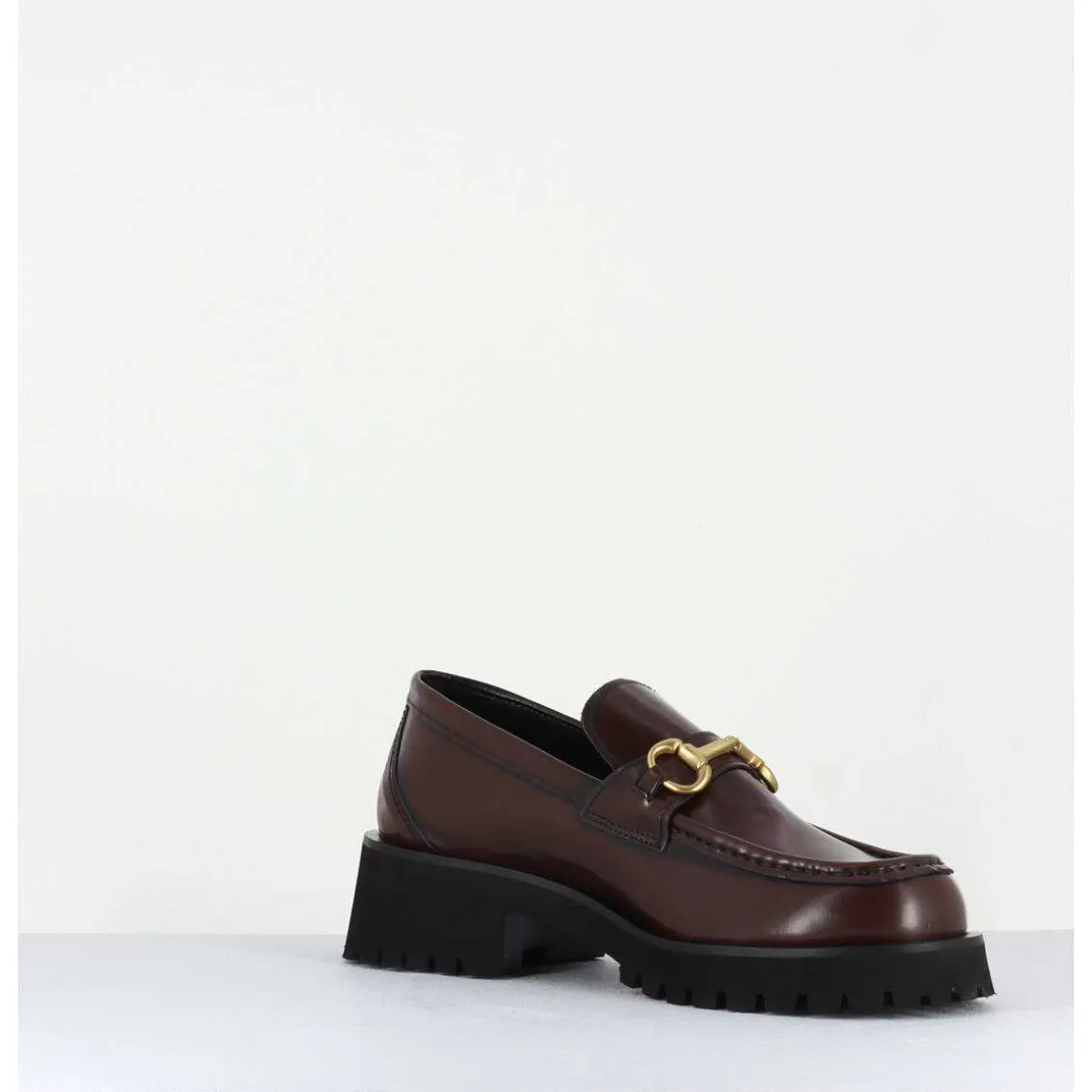 Mocassin En Cuir Marron A Mors Dore & Semelle Micro - 21Jmc30 Moro