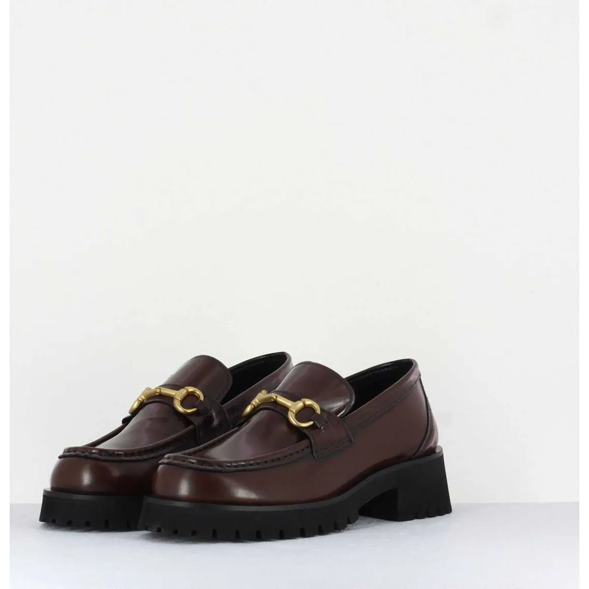 Mocassin En Cuir Marron A Mors Dore & Semelle Micro - 21Jmc30 Moro