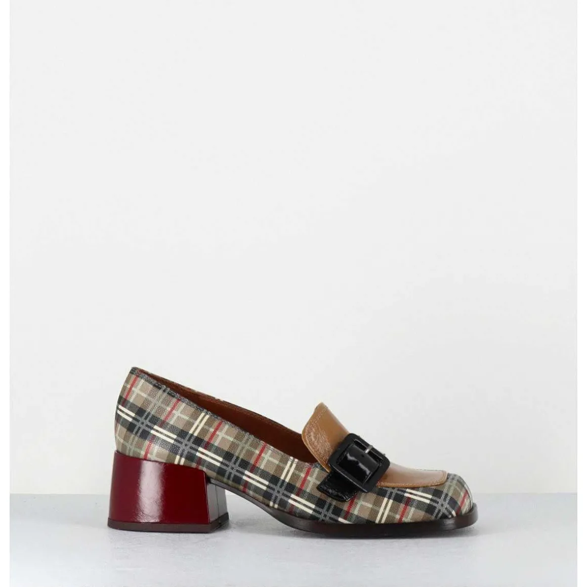 Mocassins A Petit Talon Cuir Imprime Tartan & Boucle - Bucle Scotch Classic