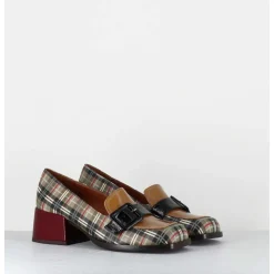 Mocassins A Petit Talon Cuir Imprime Tartan & Boucle - Bucle Scotch Classic