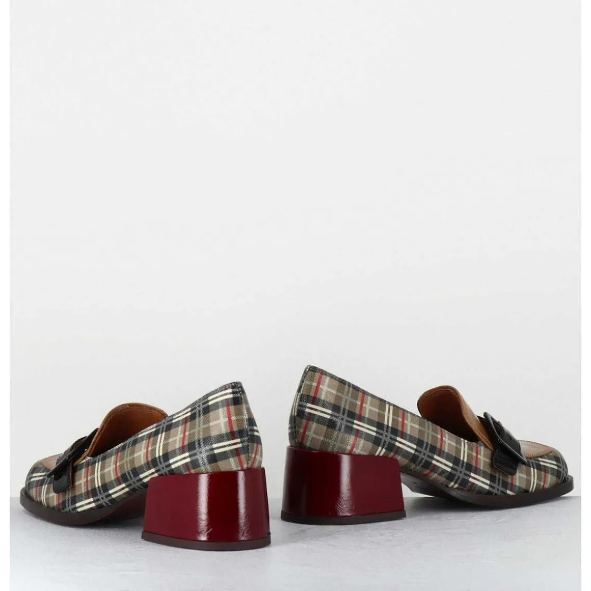 Mocassins A Petit Talon Cuir Imprime Tartan & Boucle - Bucle Scotch Classic