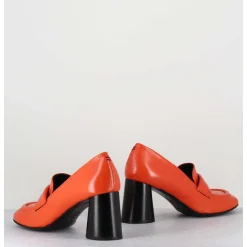 Mocassins A Talon En Cuir Orange - Ace03 Nespola