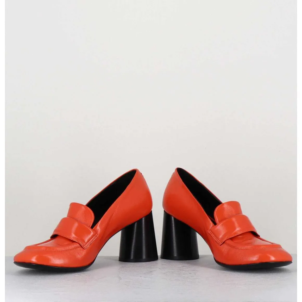 Mocassins A Talon En Cuir Orange - Ace03 Nespola