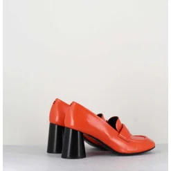 Mocassins A Talon En Cuir Orange - Ace03 Nespola