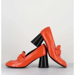 Mocassins A Talon En Cuir Orange - Ace03 Nespola