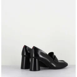 Mocassins A Talon En Cuir Noir - Ace03 Nero