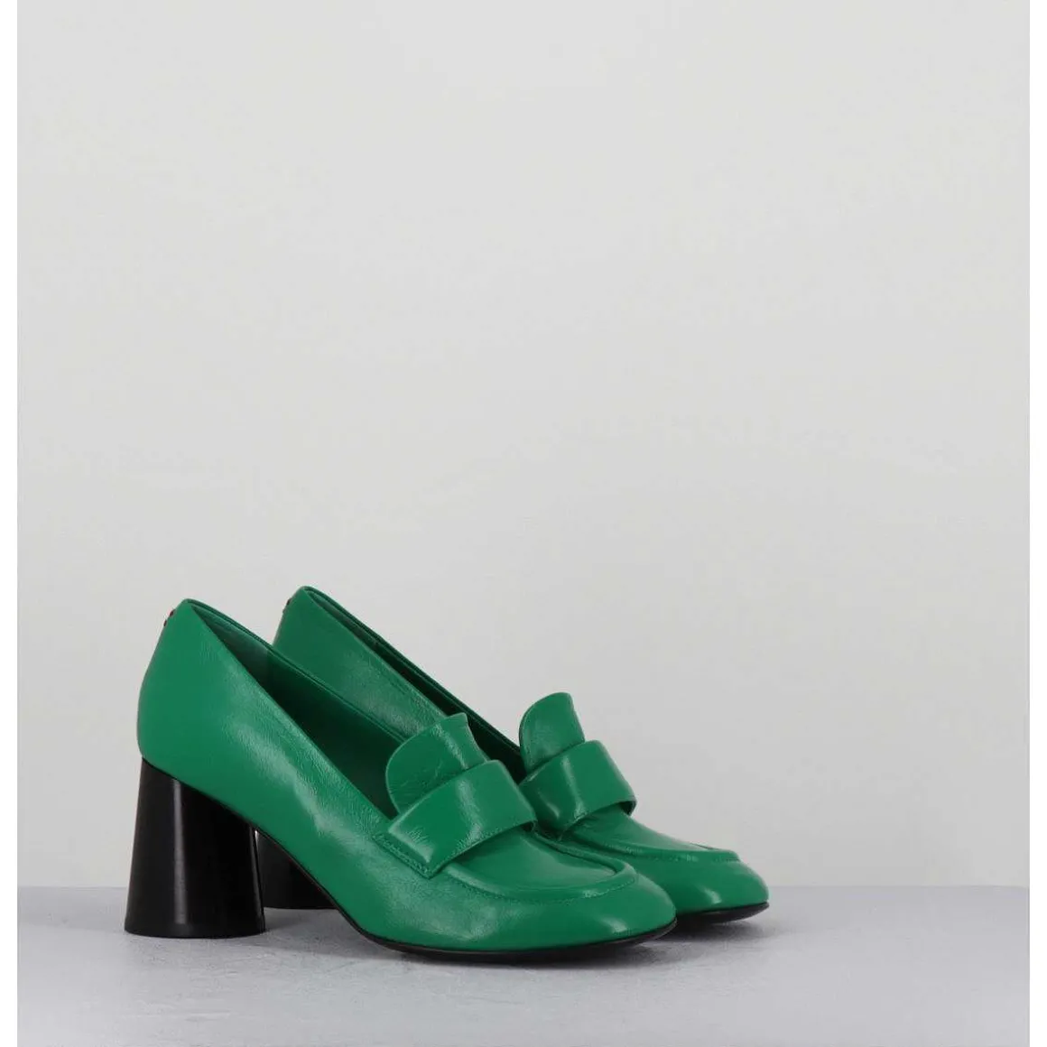 Mocassins A Talon En Cuir Souple Vert - Ace23 Glaze Mela