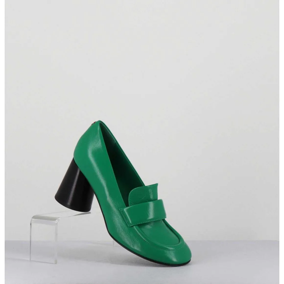 Mocassins A Talon En Cuir Souple Vert - Ace23 Glaze Mela
