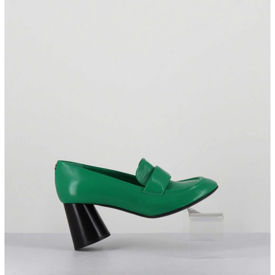 Mocassins A Talon En Cuir Souple Vert - Ace23 Glaze Mela