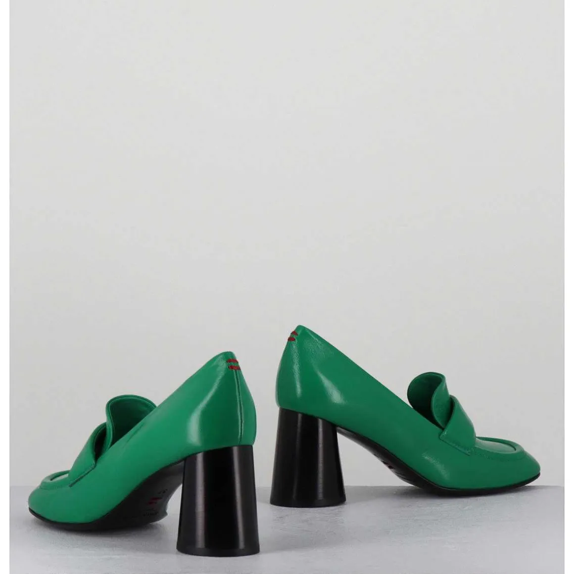 Mocassins A Talon En Cuir Souple Vert - Ace23 Glaze Mela