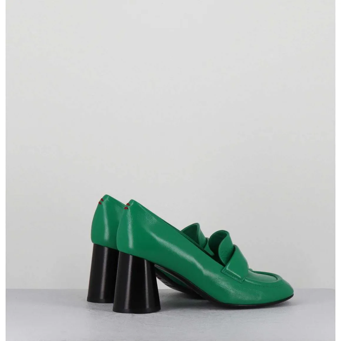 Mocassins A Talon En Cuir Souple Vert - Ace23 Glaze Mela