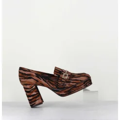Mocassins A Talon En Cuir Velours Tigre - Bridget Tigre