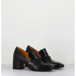 Mocassins A Talon 70S En Cuir Noir Bout Carre - F511 Seta Black