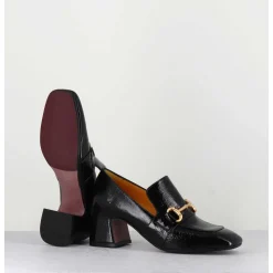 Mocassins A Talon 70S En Cuir Vinyle Noir - H759 Naplak