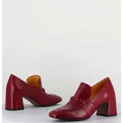 Mocassins A Talon 70S En Cuir Rouge Bout Carre - F511 Seta Red