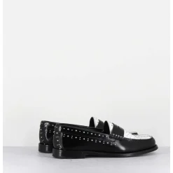 Mocassins Bi-Colores Noir & Blanc Cloutes - Ilay Abra Nero Bianco