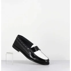 Mocassins Bi-Colores Noir & Blanc Cloutes - Ilay Abra Nero Bianco