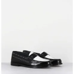 Mocassins Bi-Colores Noir & Blanc Cloutes - Ilay Abra Nero Bianco