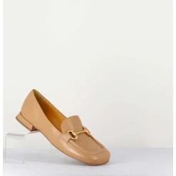 Mocassins En Cuir Beige & Mors Dore - Q155 Cotton Nocciola